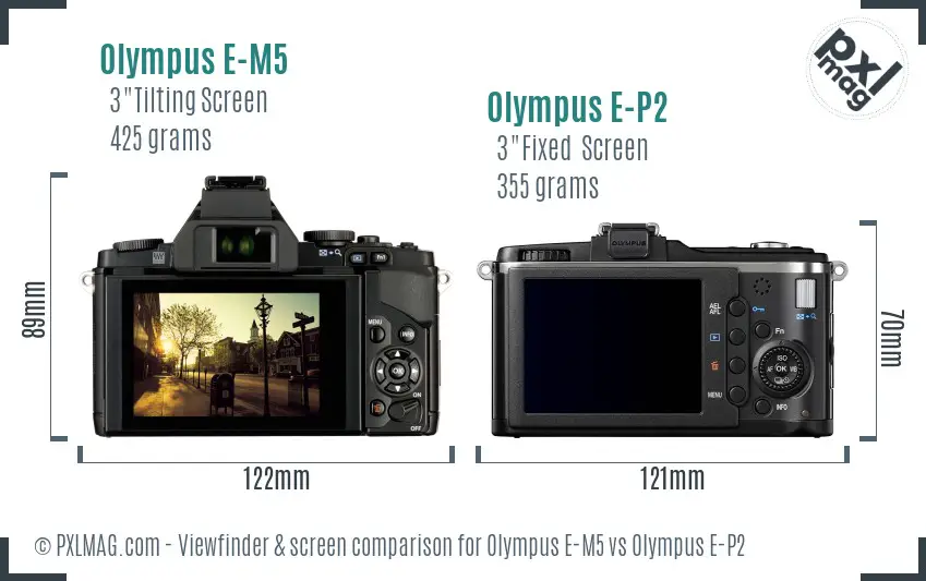 Olympus E-M5 vs Olympus E-P2 Screen and Viewfinder comparison