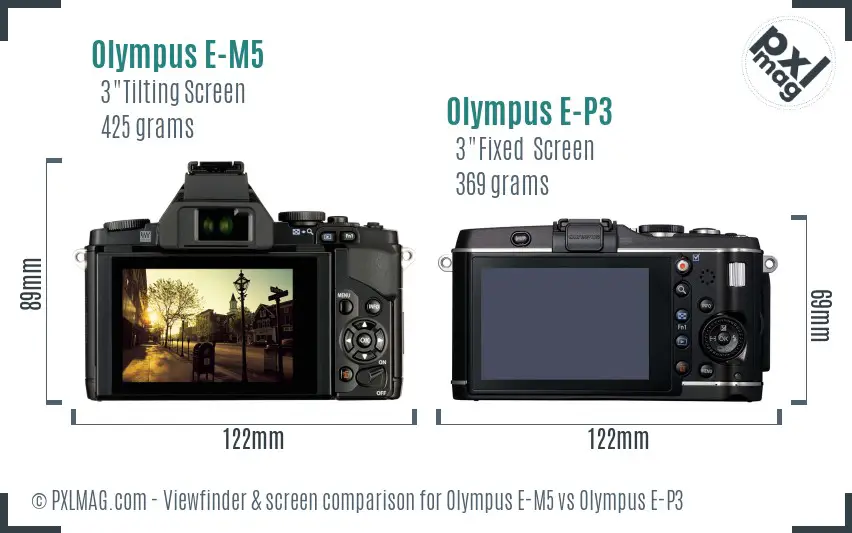Olympus E-M5 vs Olympus E-P3 Screen and Viewfinder comparison