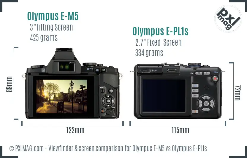 Olympus E-M5 vs Olympus E-PL1s Screen and Viewfinder comparison