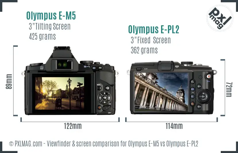 Olympus E-M5 vs Olympus E-PL2 Screen and Viewfinder comparison