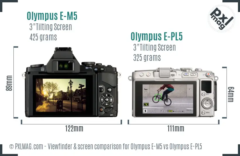 Olympus E-M5 vs Olympus E-PL5 Screen and Viewfinder comparison