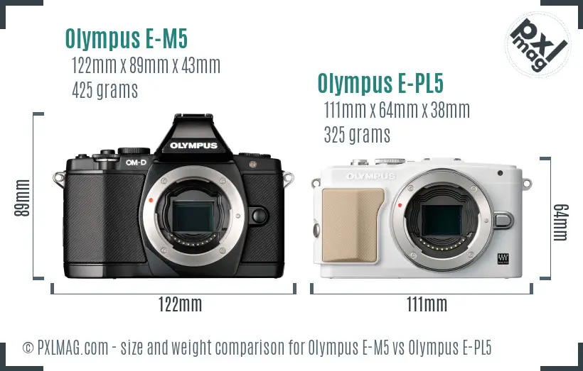 Olympus E-M5 vs Olympus E-PL5 size comparison