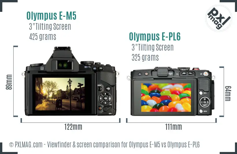 Olympus E-M5 vs Olympus E-PL6 Screen and Viewfinder comparison