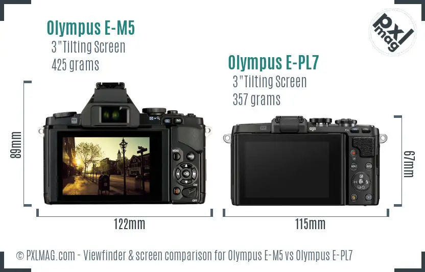 Olympus E-M5 vs Olympus E-PL7 Screen and Viewfinder comparison