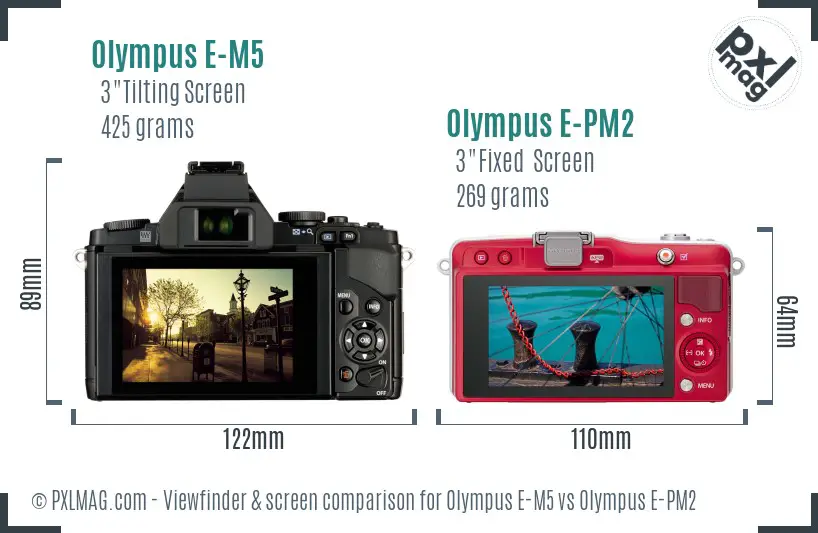 Olympus E-M5 vs Olympus E-PM2 Screen and Viewfinder comparison