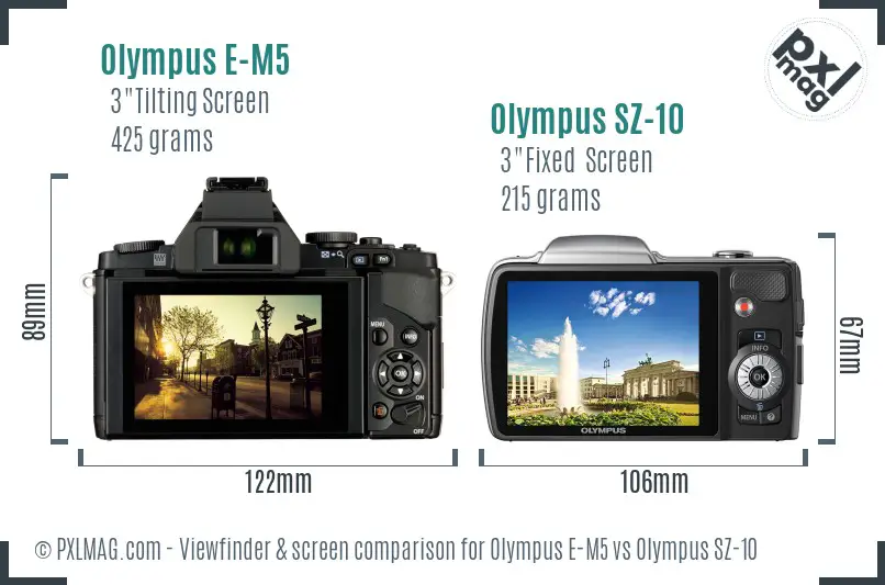 Olympus E-M5 vs Olympus SZ-10 Screen and Viewfinder comparison