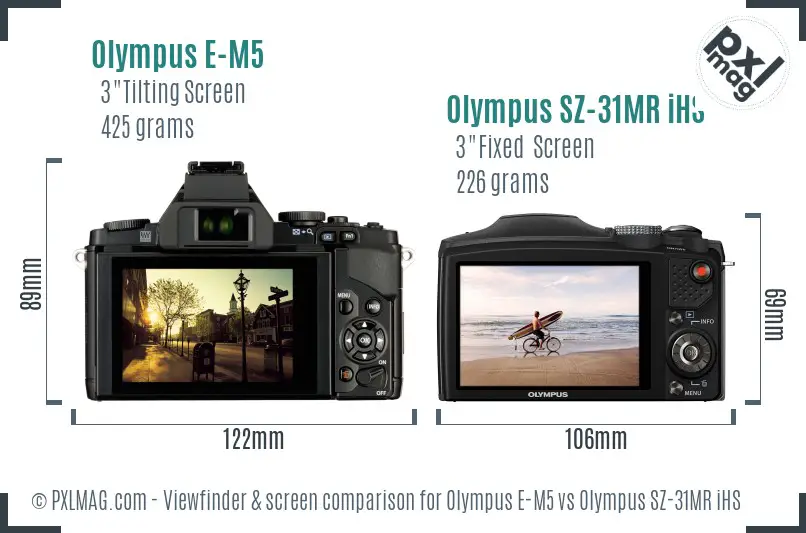 Olympus E-M5 vs Olympus SZ-31MR iHS Screen and Viewfinder comparison