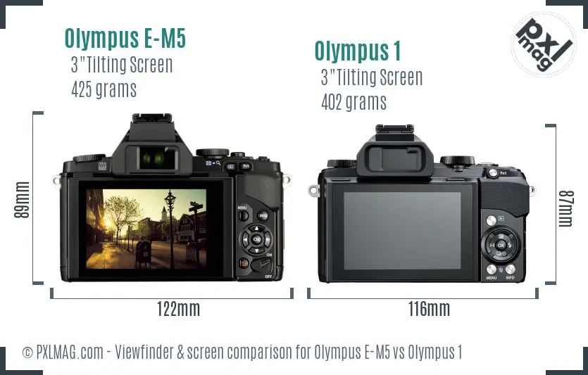 Olympus E-M5 vs Olympus 1 Screen and Viewfinder comparison