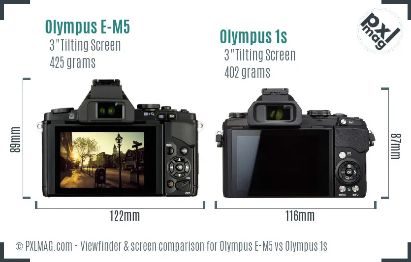 Olympus E-M5 vs Olympus 1s Screen and Viewfinder comparison
