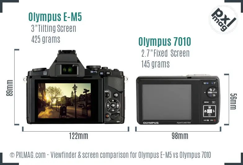 Olympus E-M5 vs Olympus 7010 Screen and Viewfinder comparison