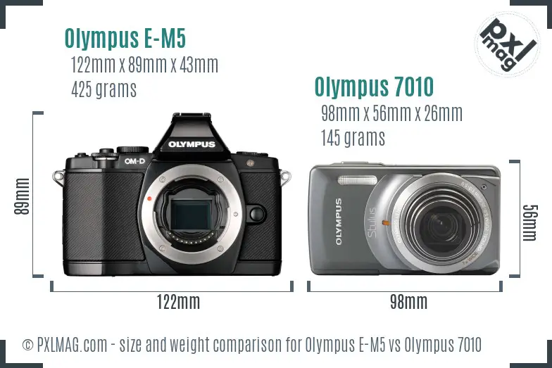 Olympus E-M5 vs Olympus 7010 size comparison