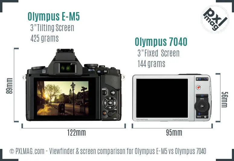 Olympus E-M5 vs Olympus 7040 Screen and Viewfinder comparison