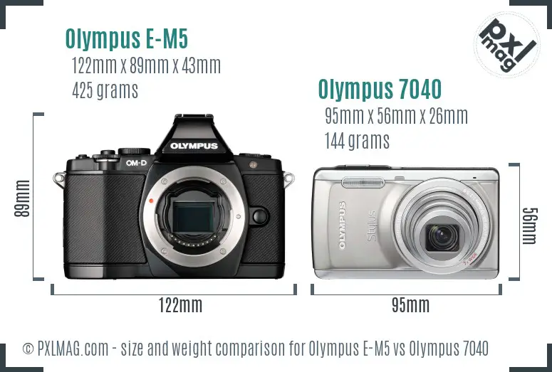 Olympus E-M5 vs Olympus 7040 size comparison