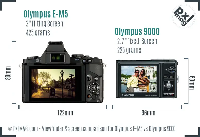 Olympus E-M5 vs Olympus 9000 Screen and Viewfinder comparison
