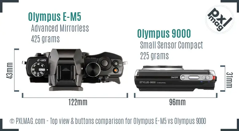 Olympus E-M5 vs Olympus 9000 top view buttons comparison