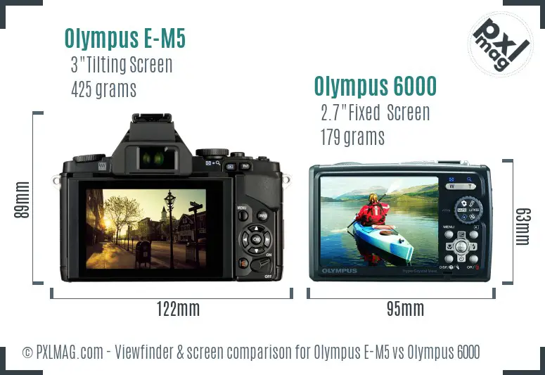 Olympus E-M5 vs Olympus 6000 Screen and Viewfinder comparison