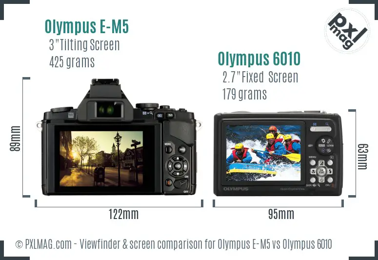 Olympus E-M5 vs Olympus 6010 Screen and Viewfinder comparison