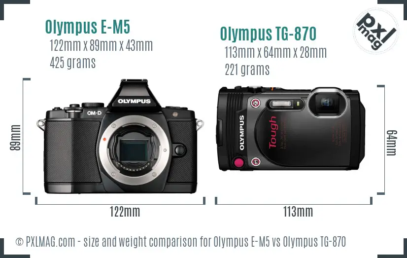 Olympus E-M5 vs Olympus TG-870 size comparison