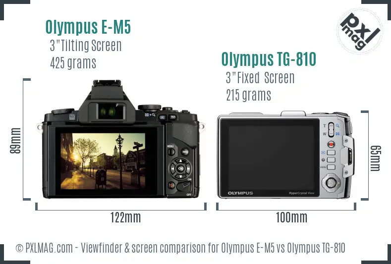 Olympus E-M5 vs Olympus TG-810 Screen and Viewfinder comparison