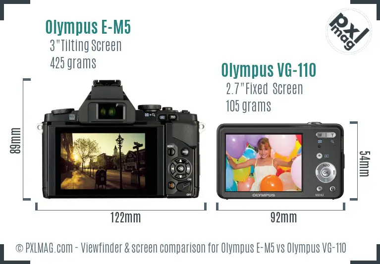 Olympus E-M5 vs Olympus VG-110 Screen and Viewfinder comparison