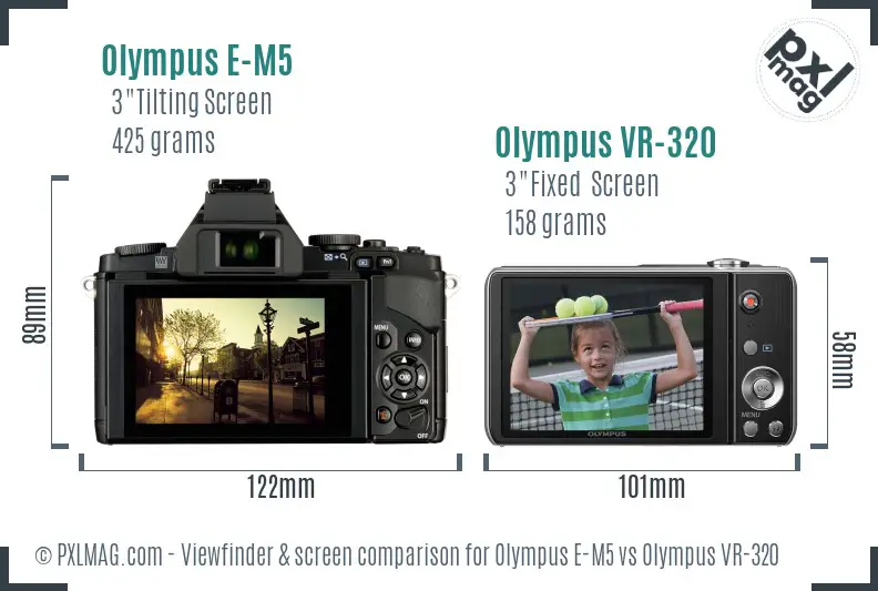 Olympus E-M5 vs Olympus VR-320 Screen and Viewfinder comparison