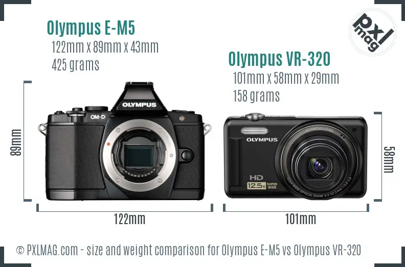 Olympus E-M5 vs Olympus VR-320 size comparison