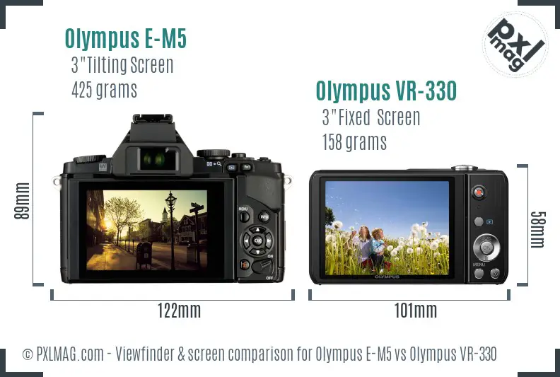 Olympus E-M5 vs Olympus VR-330 Screen and Viewfinder comparison