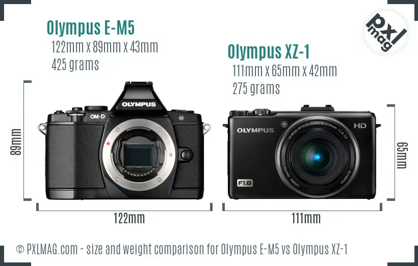 Olympus E-M5 vs Olympus XZ-1 size comparison