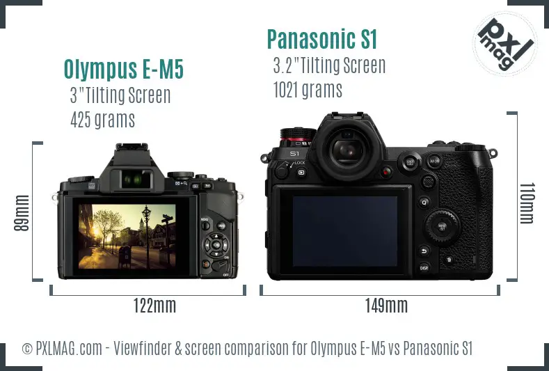 Olympus E-M5 vs Panasonic S1 Screen and Viewfinder comparison