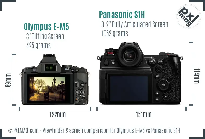 Olympus E-M5 vs Panasonic S1H Screen and Viewfinder comparison