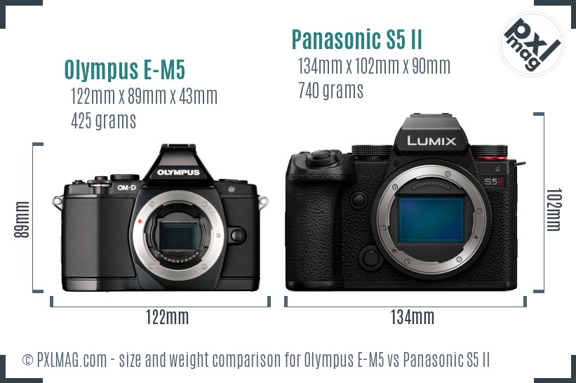 Olympus E-M5 vs Panasonic S5 II size comparison