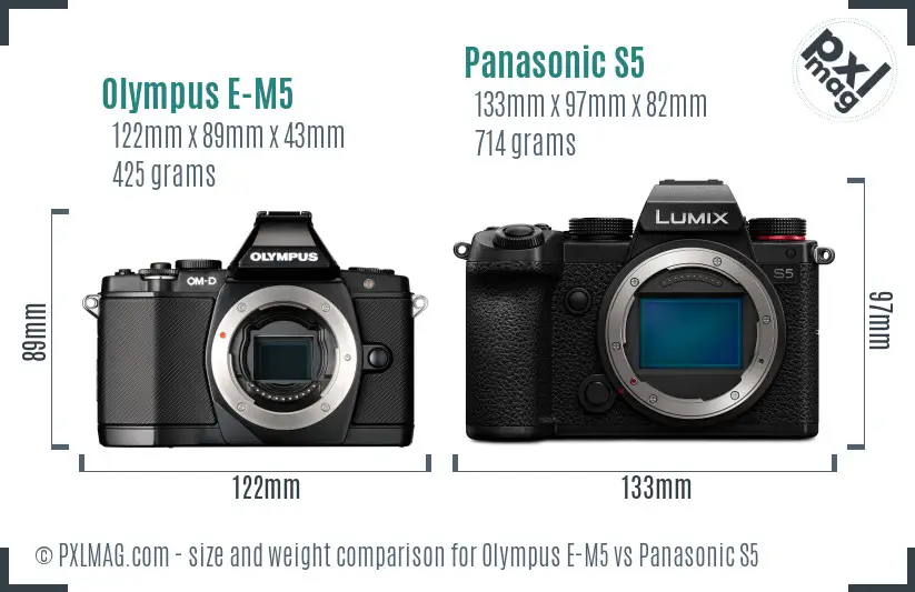 Olympus E-M5 vs Panasonic S5 size comparison
