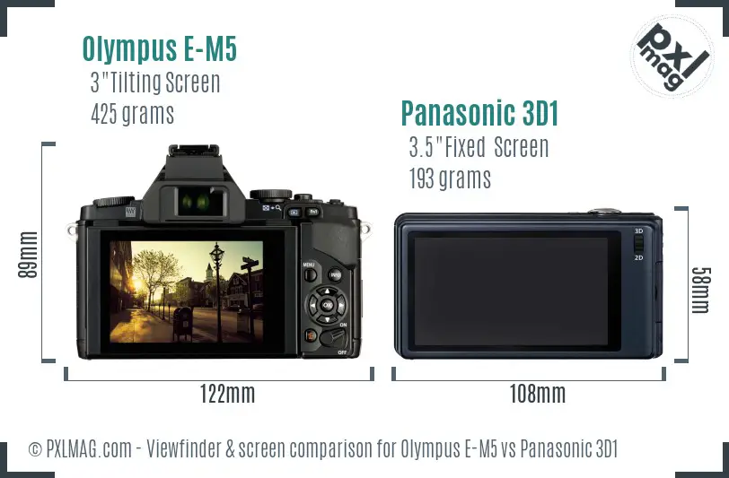 Olympus E-M5 vs Panasonic 3D1 Screen and Viewfinder comparison