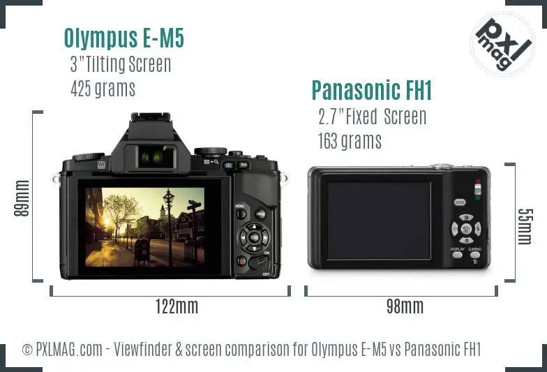 Olympus E-M5 vs Panasonic FH1 Screen and Viewfinder comparison