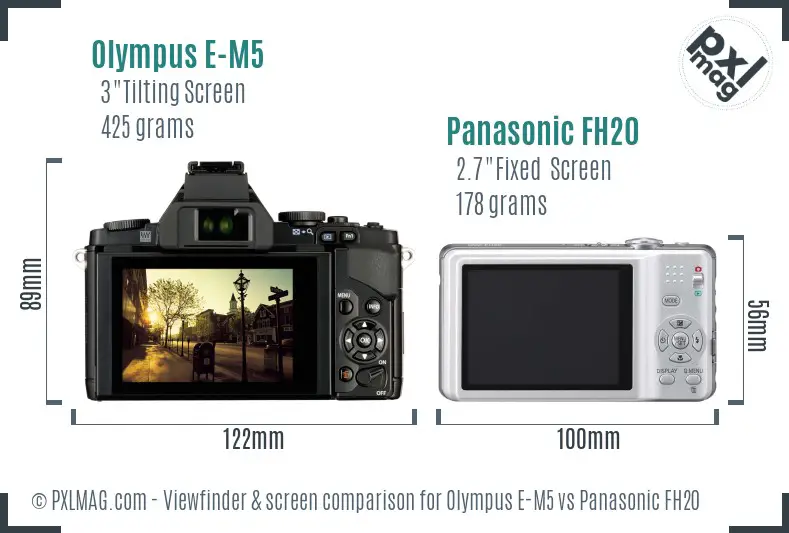 Olympus E-M5 vs Panasonic FH20 Screen and Viewfinder comparison