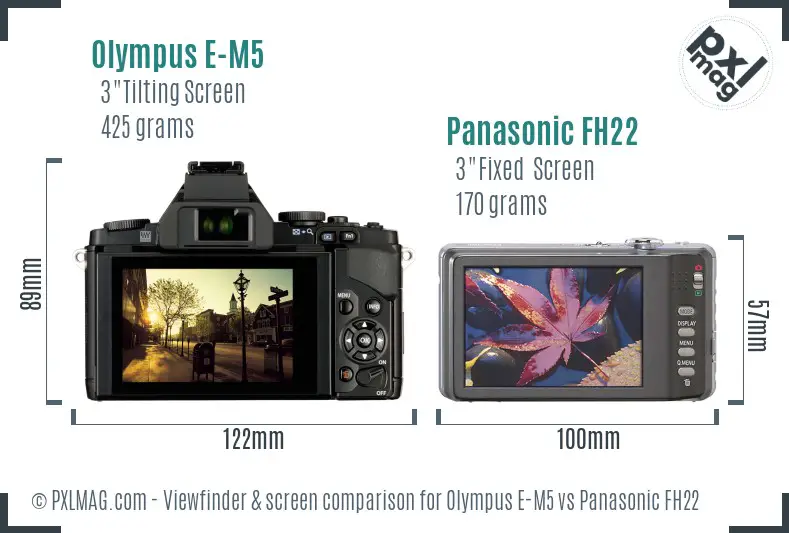 Olympus E-M5 vs Panasonic FH22 Screen and Viewfinder comparison