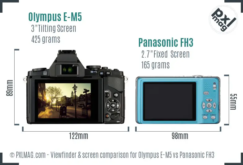 Olympus E-M5 vs Panasonic FH3 Screen and Viewfinder comparison