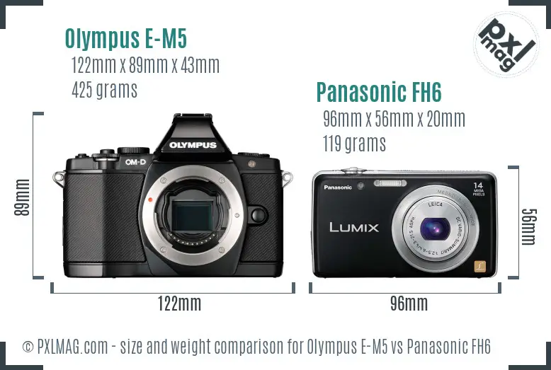 Olympus E-M5 vs Panasonic FH6 size comparison
