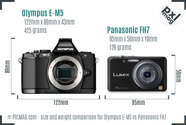 Olympus E-M5 vs Panasonic FH7 size comparison