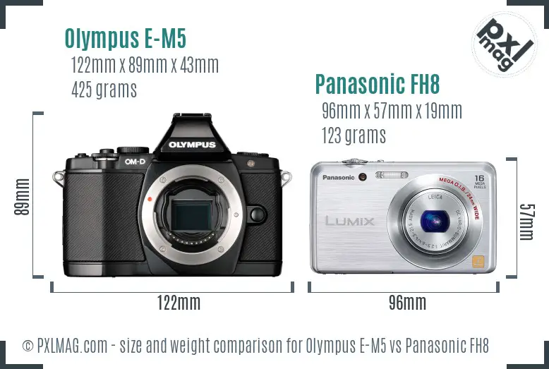 Olympus E-M5 vs Panasonic FH8 size comparison