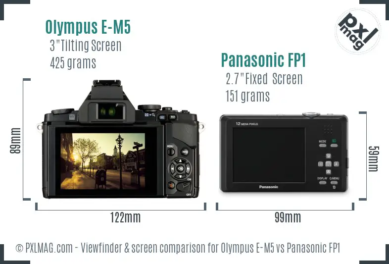 Olympus E-M5 vs Panasonic FP1 Screen and Viewfinder comparison