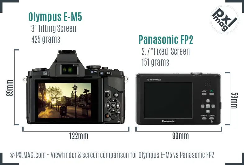 Olympus E-M5 vs Panasonic FP2 Screen and Viewfinder comparison