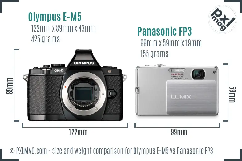 Olympus E-M5 vs Panasonic FP3 size comparison