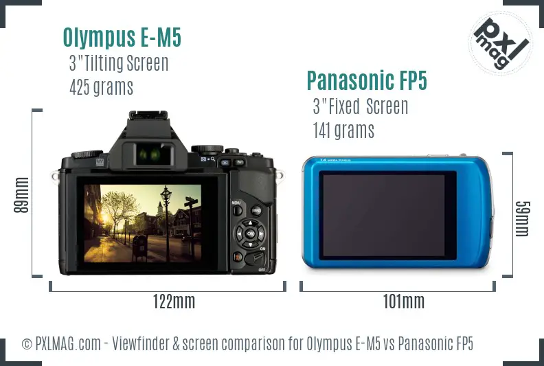 Olympus E-M5 vs Panasonic FP5 Screen and Viewfinder comparison