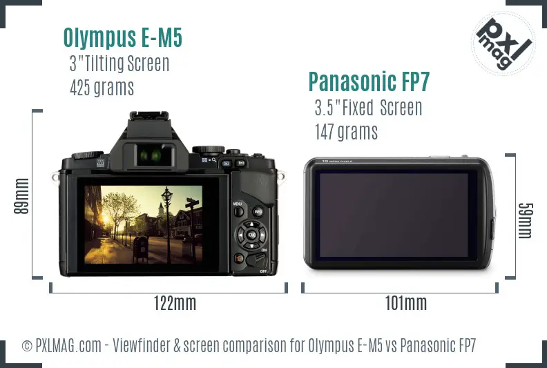 Olympus E-M5 vs Panasonic FP7 Screen and Viewfinder comparison