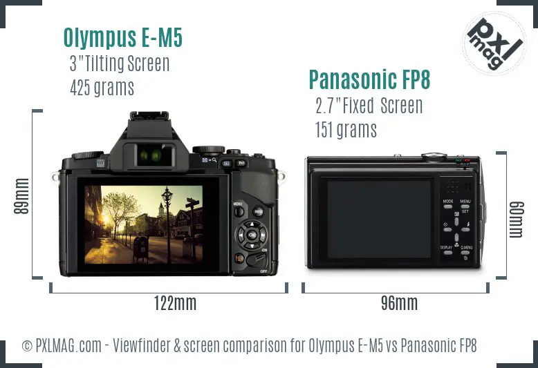 Olympus E-M5 vs Panasonic FP8 Screen and Viewfinder comparison