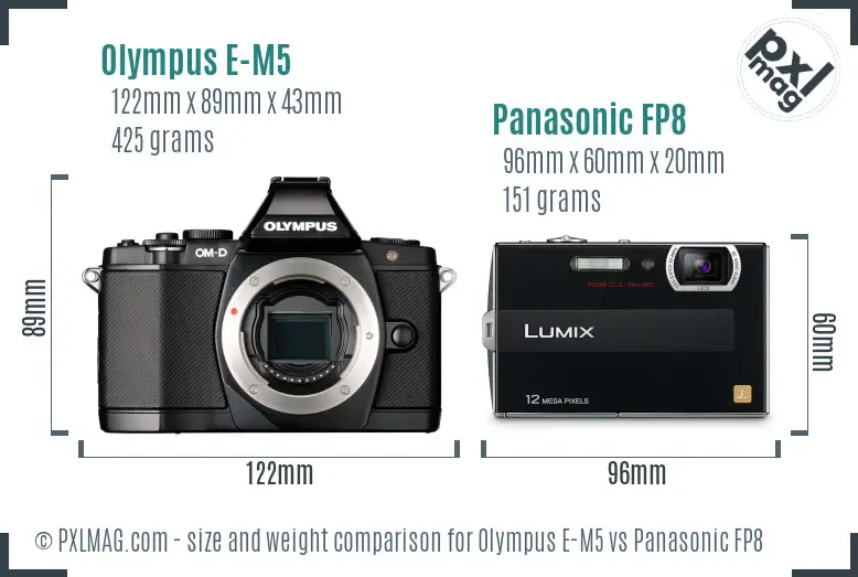 Olympus E-M5 vs Panasonic FP8 size comparison