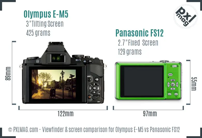 Olympus E-M5 vs Panasonic FS12 Screen and Viewfinder comparison