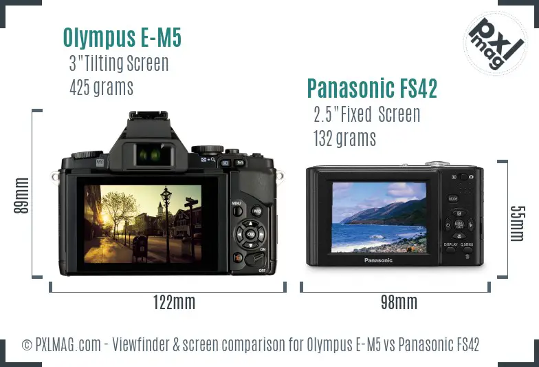 Olympus E-M5 vs Panasonic FS42 Screen and Viewfinder comparison