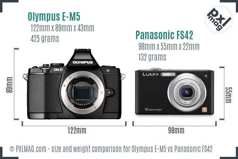 Olympus E-M5 vs Panasonic FS42 size comparison